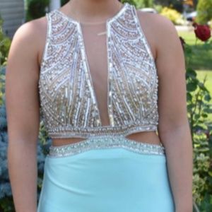 Dave and Johnny Aqua Prom Dress